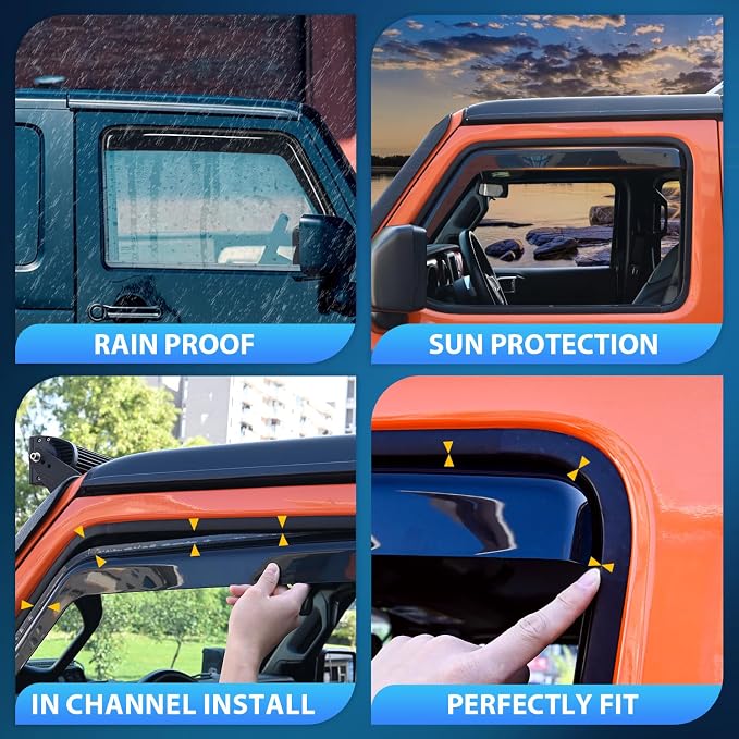 Nilight in Channel Rain Guards for Ram 1500 2009 2010 2011 2012 2013 2014 2015 - Image 4