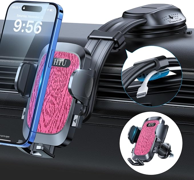 HTU Upgraded Strongest Suction Car Phone Holder Bendable Arm, Never Block View - Image 7