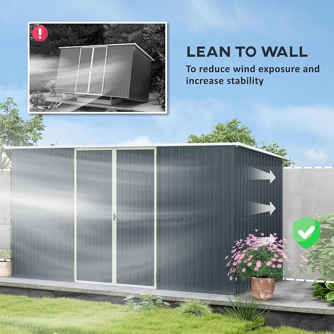 Outsunny 11' x 6' Outdoor Storage Shed, Galvanized Metal Utility Garden Tool - Image 3