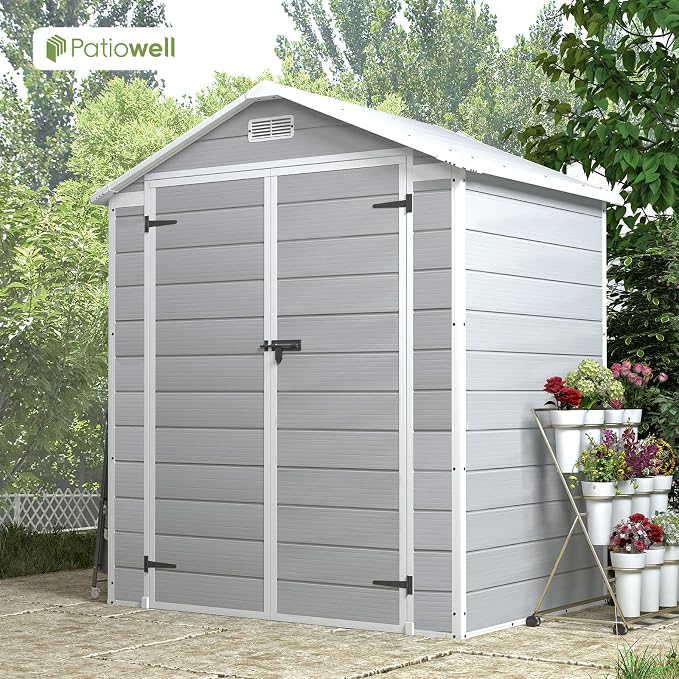 Patiowell 6x4 FT Plastic Outdoor Storage Shed, Resin Shed Perfect to Store - Image 4