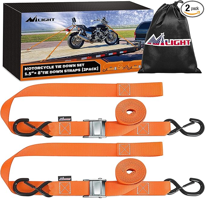 Nilight Motorcycle Tie Down Straps 1.5”×8’ Heavy Duty Cambuckle by Nilight