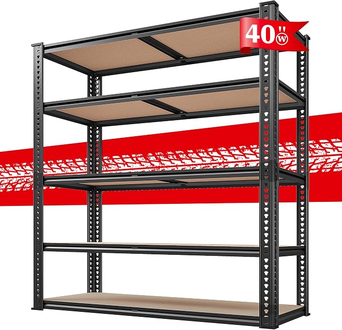 REIBII 40" W Garage Shelving 2500LBS Storage Shelves 72" H Metal Shelving 5 by REIBII