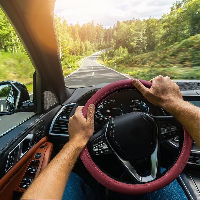 【2025 Model】 Breathable Soft Leather Car Steering Wheel Cover - Image 2