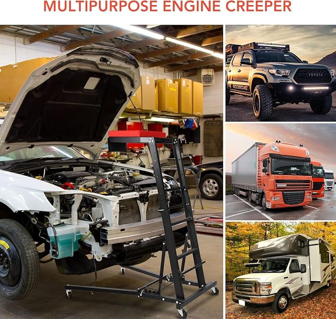 440 Lb Capacity Heavy Duty Topside Automotive Creeper, Adjustable Height 48"-66" - Image 2