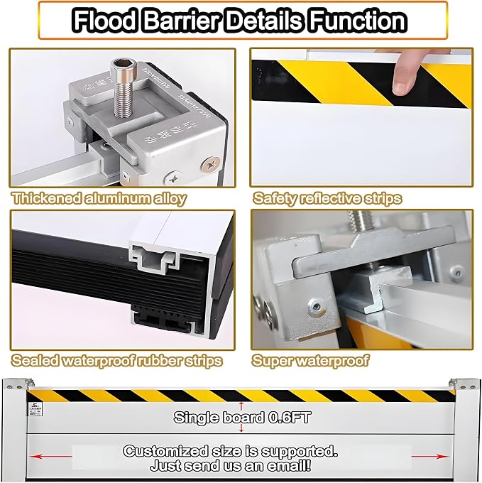 Flood Barriers for Home Exterior, Aluminum Alloy Outdoor Garage Doors Water - Image 8