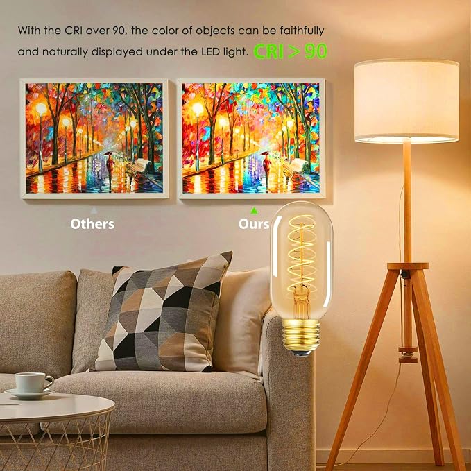 Vintage LED Spiral Filament Bulb T14, E26 Base, 4W Equivalent, 40W Warm White - Image 7