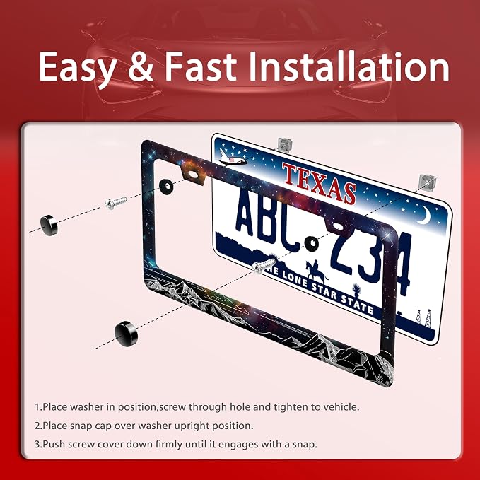 Starry Sky Mountains License Plate Frame Beautiful Galaxy License Plate Holder - Image 3