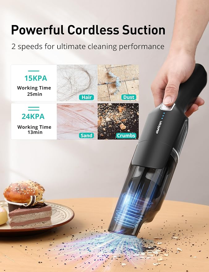 Aspiron Cordless Handheld Vacuum, 24KPA Powerful Car Vacuum, Rechargeable - Image 2