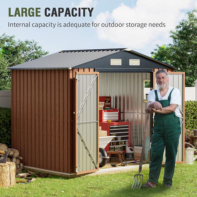 8x6 Ft Storage Shed, Large Outdoor Shed - Image 2