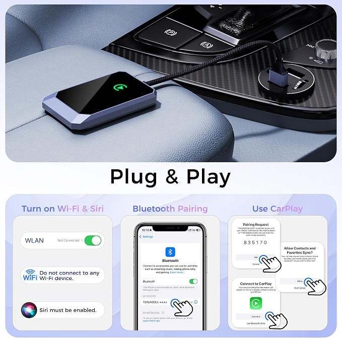 Wireless CarPlay Adapter for Apple iPhone, Convert Wired CarPlay to Wireless - Image 5