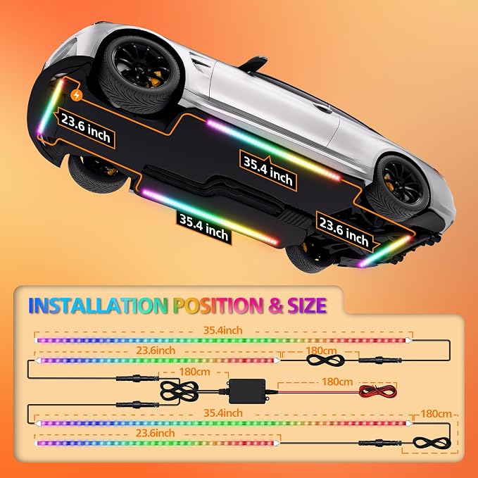 Underglow LED Lights for Cars 180 LEDs RGBI Neon Accent Strip Lights - Image 5
