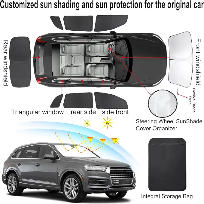 TINGLU Window Shades for Audi Q7 2007-2015 Accessories Car Side Full Windows - Image 3