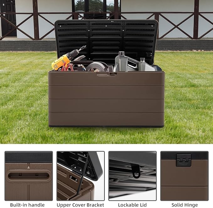 Premium Pro Edition 100 Gallon Lockable Resin Deck Box, Waterproof & - Image 4