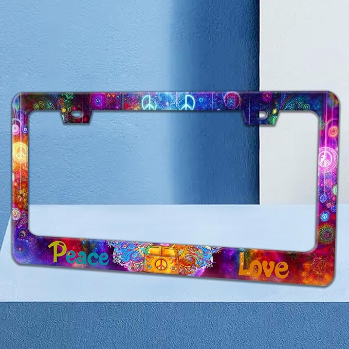 Peace and Love License Plate Frame Peace Symbol License Plate Holders Funny - Image 2