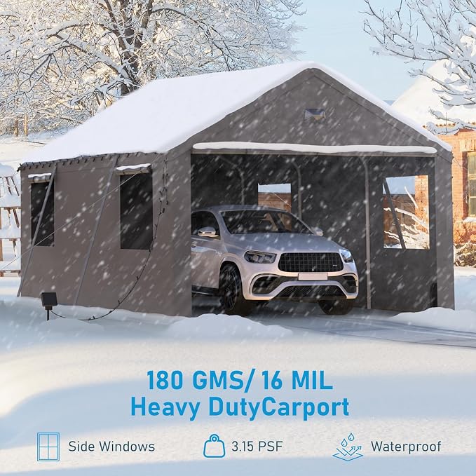 12x20 Carport Canopy, Heavy Duty Car Port, Portable Car Ports Garage - Image 7