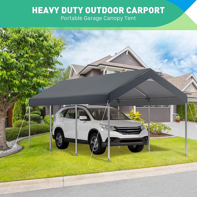 10X20 Ft Heavy Duty Carport Canopy, Portable Garage, Car Tents, Reinforced - Image 3