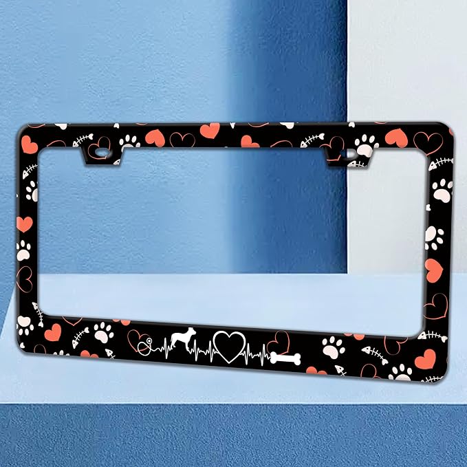 Dog Paw Prints License Plate Frame Dog Lover License Plate Holders Funny - Image 2