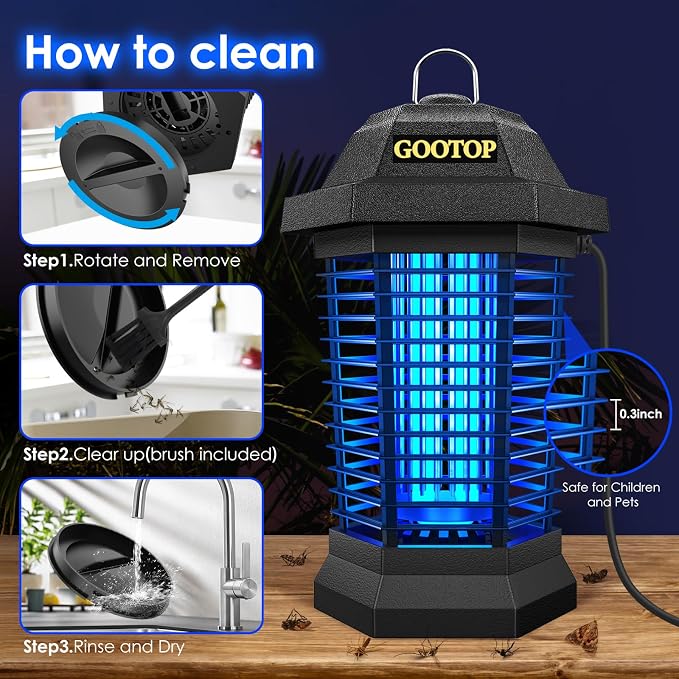 GOOTOP Bug Zapper Outdoor, Mosquito Zapper, 3 Prong Plug in Electric Fly Zapper - Image 7
