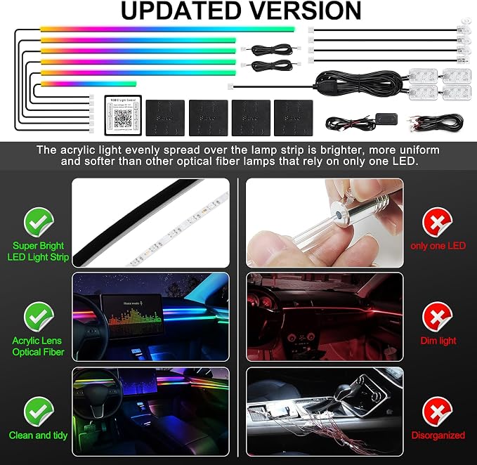 Dreamcolor Acrylic Interior Car LED Strip Light - Image 6
