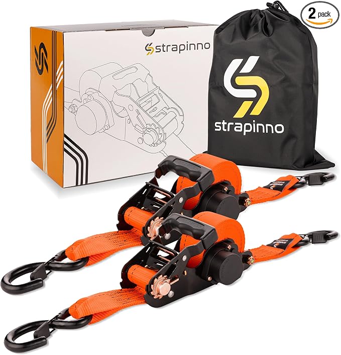 Strapinno 2PCs Retractable Ratchet Tie-Down Straps, 000 lbs Break Strength- 2 by Strapinno
