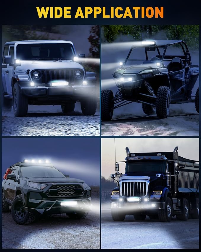 NAOEVO 12 Inch LED Light Bar and 4PCS 4 Inch LED Pod Lights, 54000LM LED - Image 8