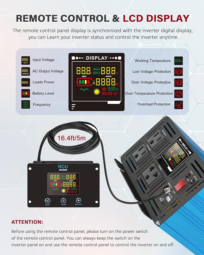 4000 Watt Pure Sine Wave Power Inverter DC 12V to 110/120V AC - Image 4