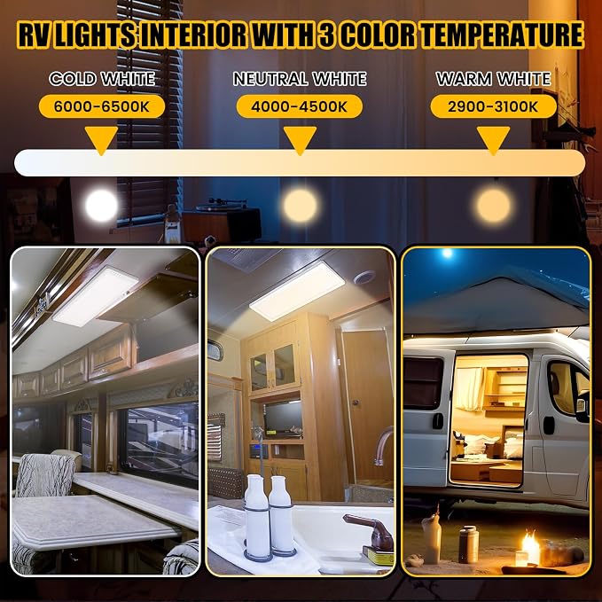 4 Pack RV Ceiling Lights Interior 16.7"x 6.6" 156 LEDs 1200 Lm RV LED Lights - Image 3
