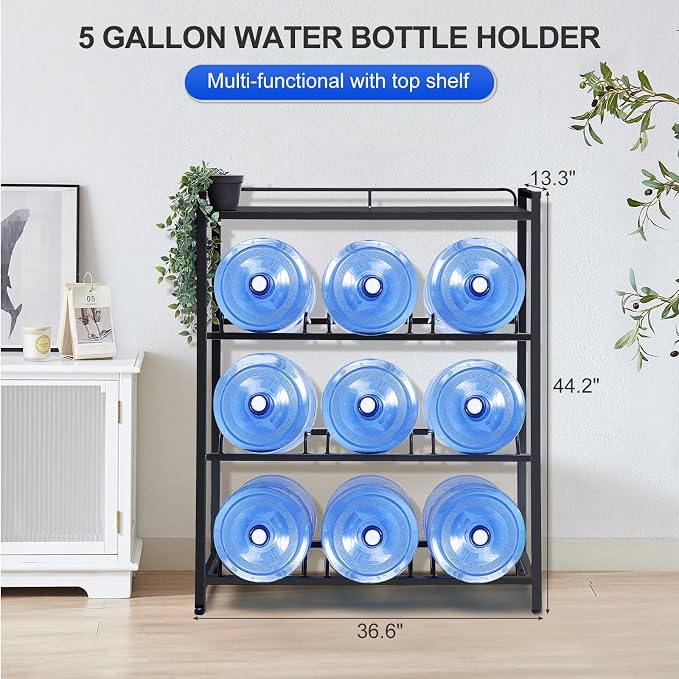 5 Gallon Water Bottle Holder 9-Tray 3/5 Gallon Water Jug Rack - Image 2