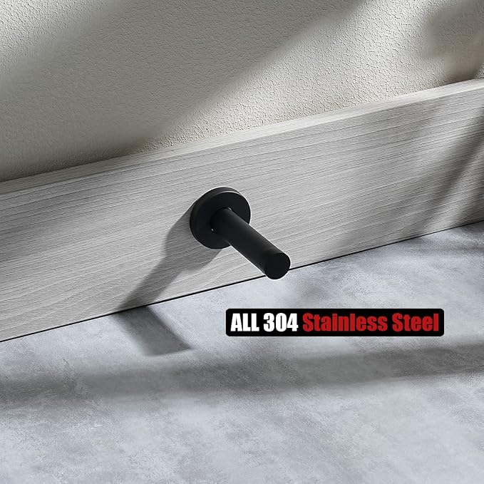 JQK Door Stopper Black, 304 Stainless Steel Thicken 1mm Sound Dampening Door - Image 4