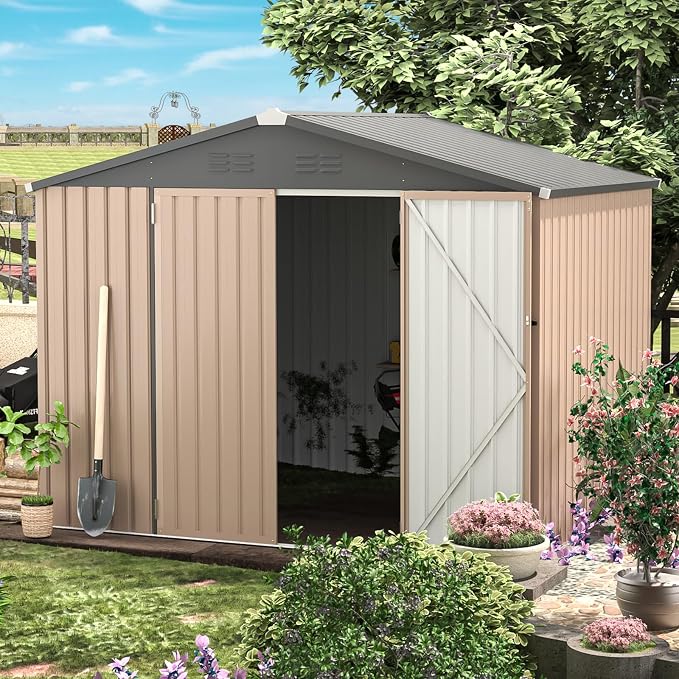 AECOJOY 8' x 6' Metal Storage Shed - Image 3