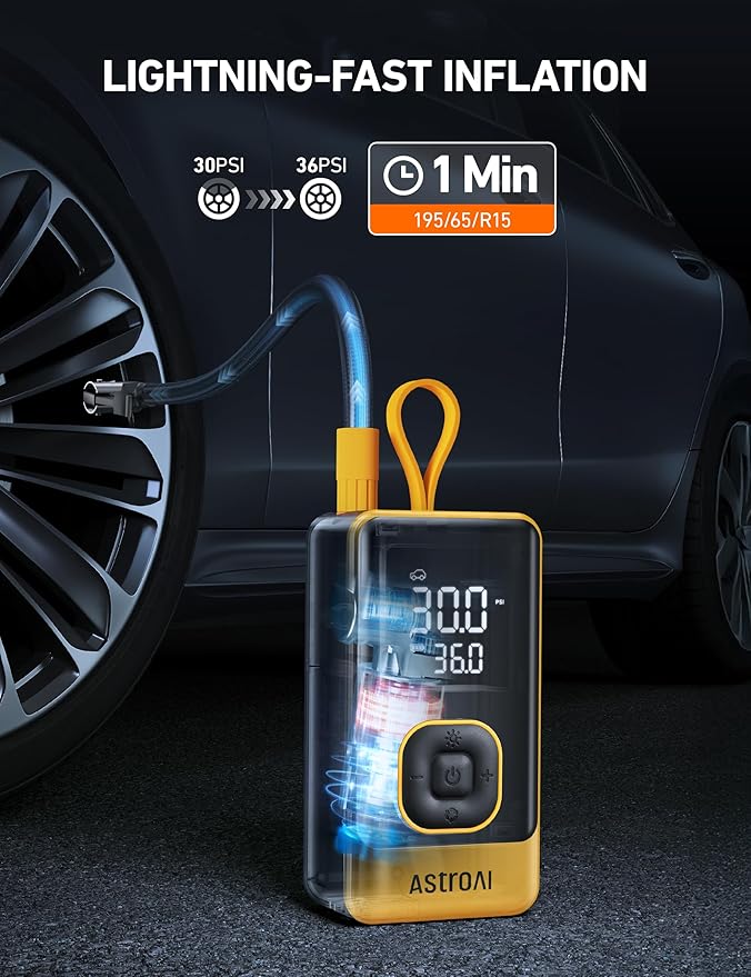 AstroAI L7 Air Tire Inflator Portable Air Compressor, 150PSI Electric Cordless - Image 2