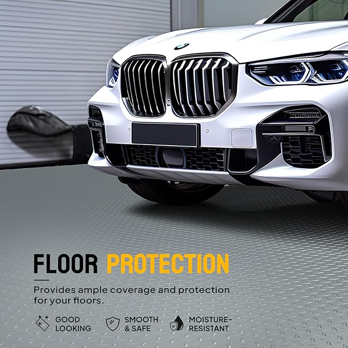 TUFFIOM 4x8 FT Garage Floor Mat, Thickened Diamond Plate PVC Garage Mats - Image 2