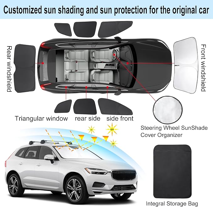 TINGLU Window Shades for Volvo XC60 2018-2024 2025 Accessories Car Side Full - Image 3