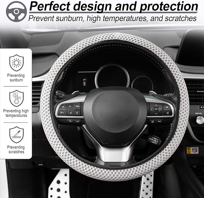 alpmosn Elastic Stretch Steering Wheel Cover, Breathable Microfiber Ice Silk - Image 5
