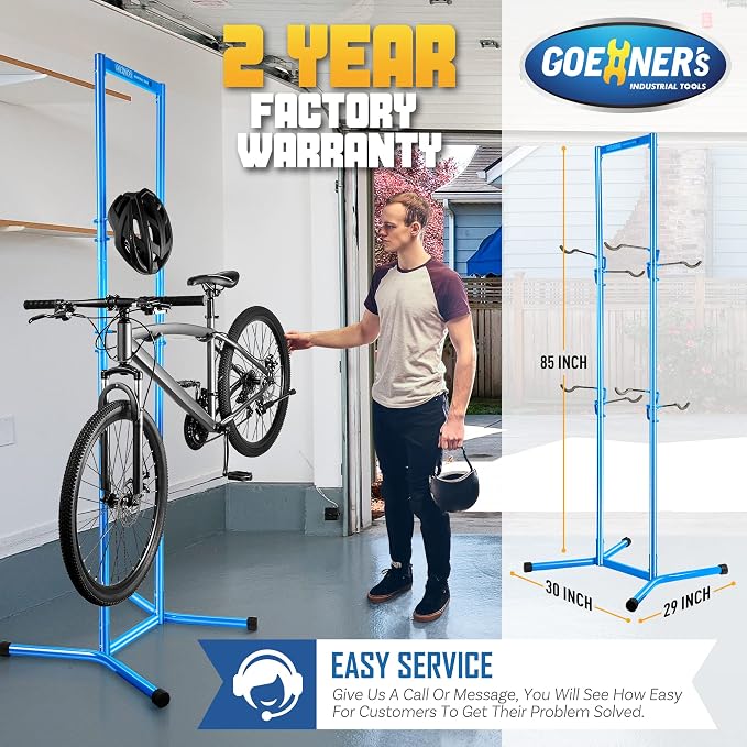 4 Bike Storage Rack Garage, Freestanding Gravity Bicycle Rack - Image 6