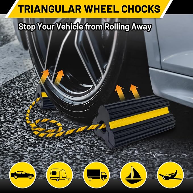 ROBLOCK Heavy Duty Wheel Chocks, Rubber Wheel Block Non-Slip Base - Image 4