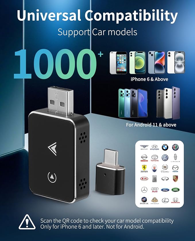 Carplay Wireless Adapter, 2 in1 Carplay & Android Auto 2025 Upgraded Wireless - Image 8