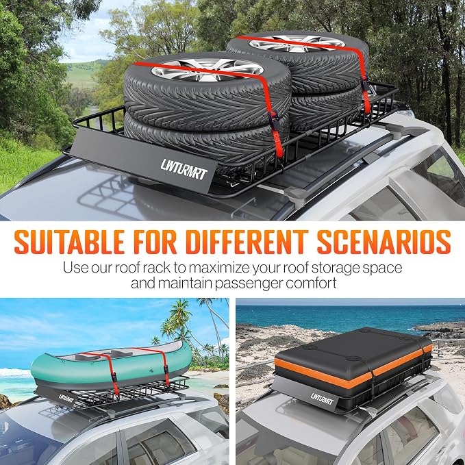 64 x 39 Inch Universal 300LB Heavy Duty Roof Rack Cargo - Image 6