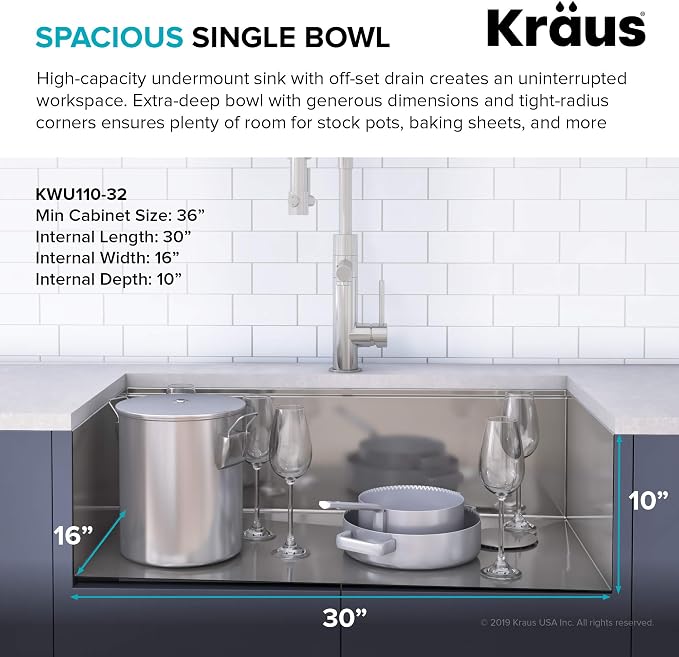 KRAUS Kore Workstation 32-inch Undermount 16 Gauge Stainless Kitchen Sink - Image 3