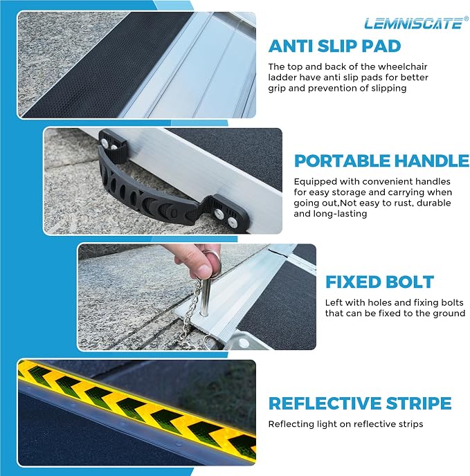 LEMNISCATE 6FT Wheelchair Ramp, 29.2” W Non-Slip Portable Ramps - Image 4