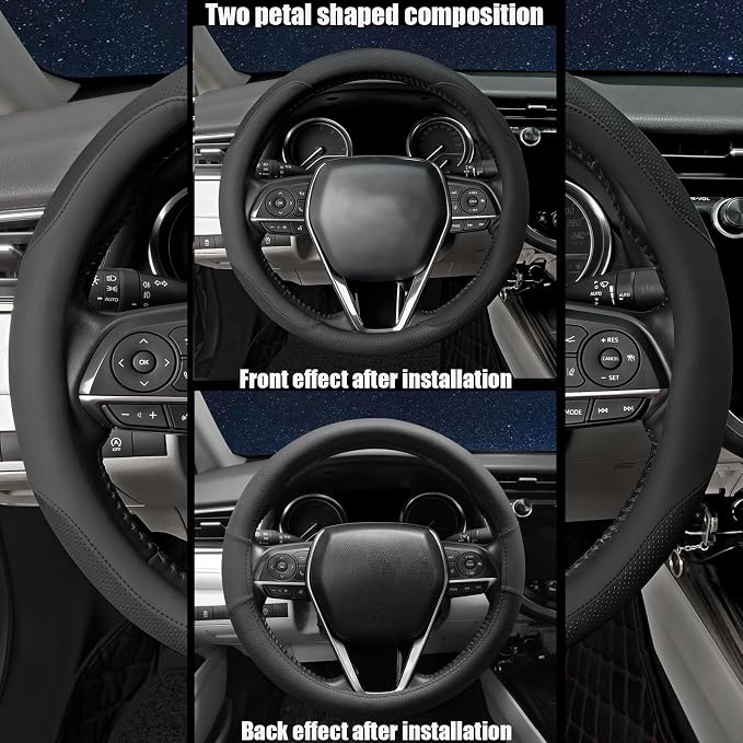 Steering Wheel Cover Standard Size Medium 14.5-15 inch, Breathable Microfiber - Image 3