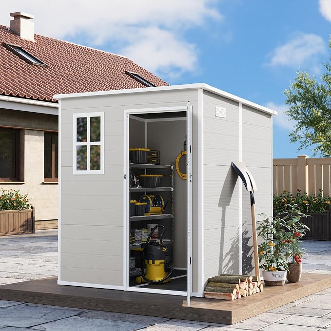 UDPATIO Outdoor Storage Shed 6 x 6 FT, Resin Garden Sheds Plastic Patio Outdoor - Image 7