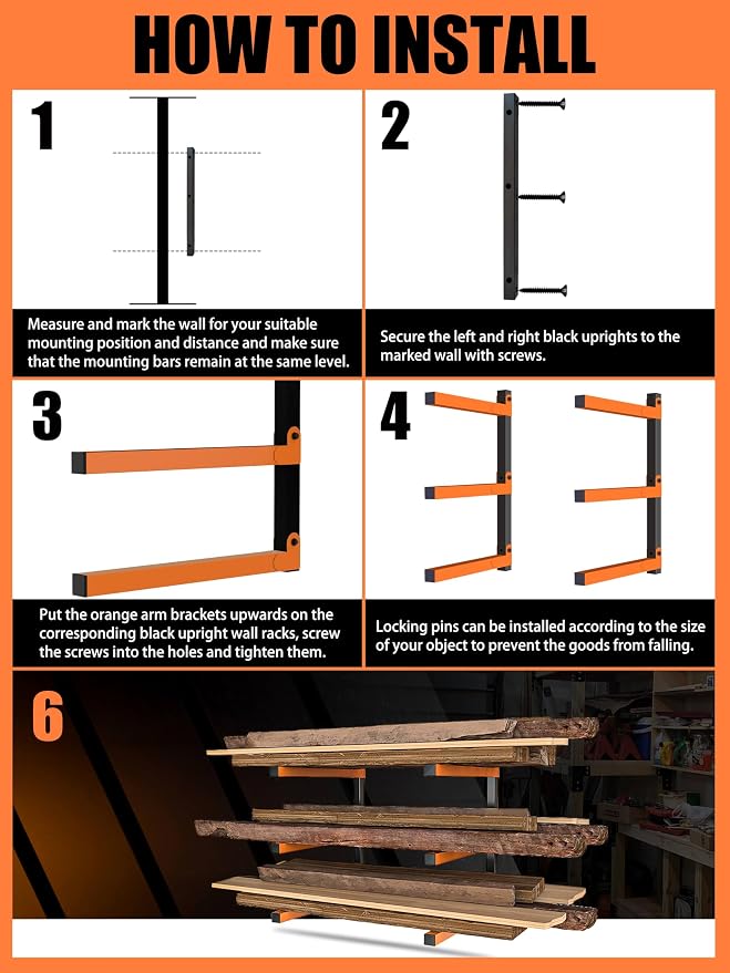 Caliee lumber Storage Rack Wall Mount, Heavy Duty Wood Storage Racks - Image 3
