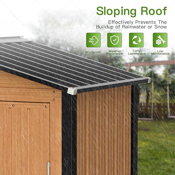 Outdoor Storage Shed, 5x3 Ft Metal Steel Tiny House - Image 5