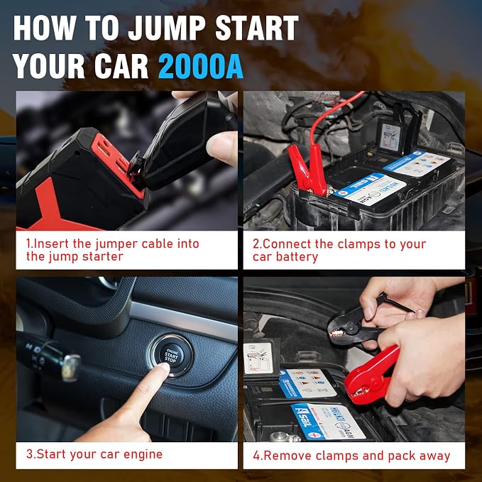 2000A Car Battery Jump Starter, 12V Car Jumper Starter Portable - Image 7
