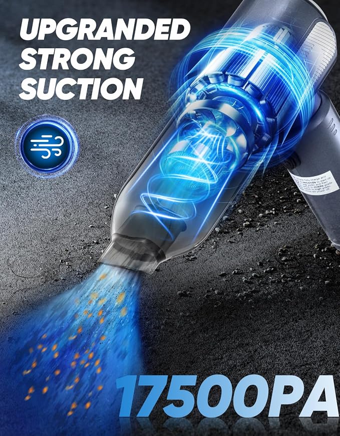 Mini Vacuum Cleaner, Cordless Car Vacuum, 17500PA High Suction, 3 in 1 Handheld - Image 2