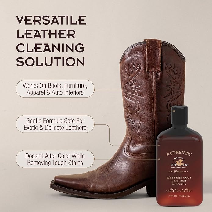 Griffin Boot Care Leather Cleaner – 8 oz – Gently Cleans Footwear, Apparel & - Image 2