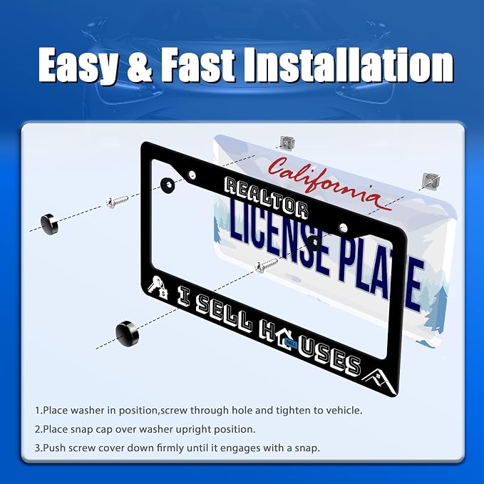 Realtor I Sell Houses License Plate Frame Funny License Plate Stainless Steel - Image 3