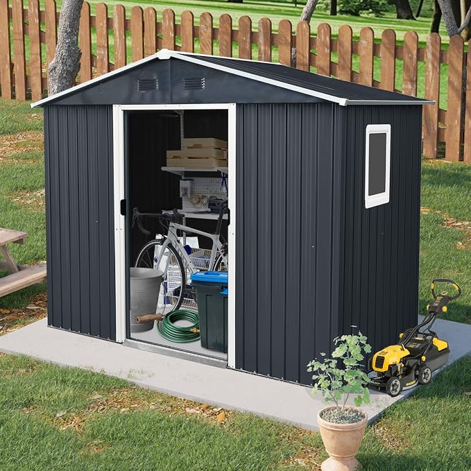 8x4 FT Outdoor Storage Shed, Metal Shed by Unknown
