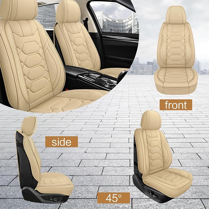Pariitadin Leather Car Seat Covers Full Set, Waterproof Breathable Faux Leather - Image 4